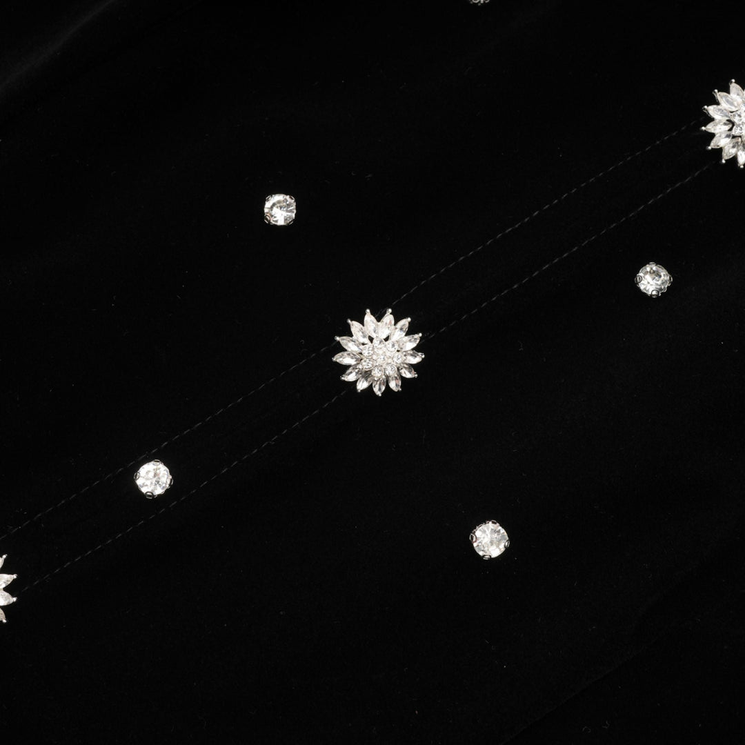 Levoire | Robe Midi En Velours Noir Ornée