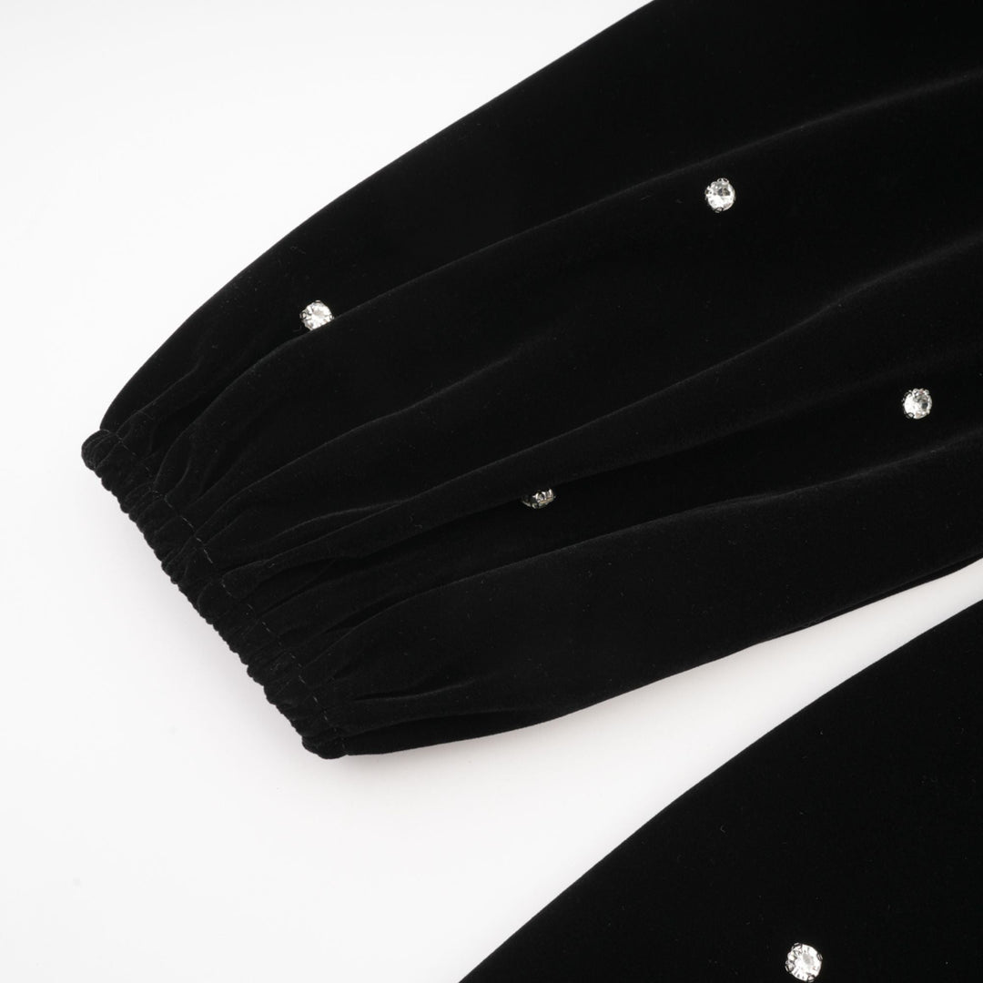 Levoire | Robe Midi En Velours Noir Ornée