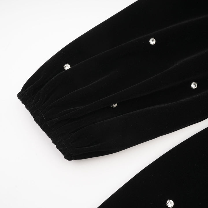 Levoire | Robe Midi En Velours Noir Ornée