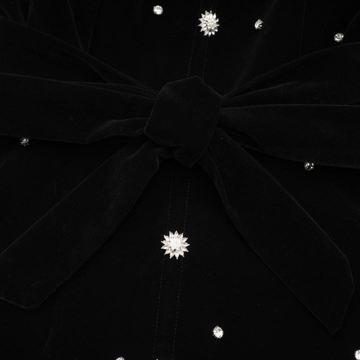 Levoire | Robe Midi En Velours Noir Ornée
