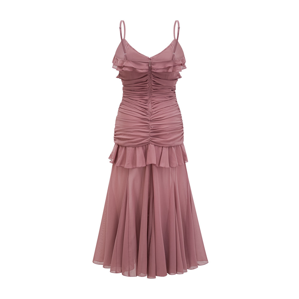 Levoire | Robe Midi Plissée Faux Fleur
