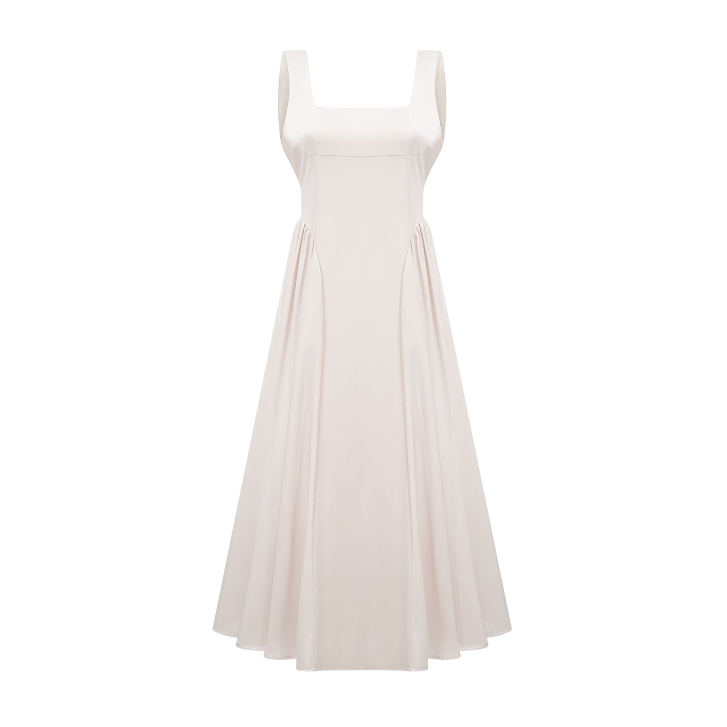 Levoire | Robe Midi Plissée À Col Rectangulaire Blanc