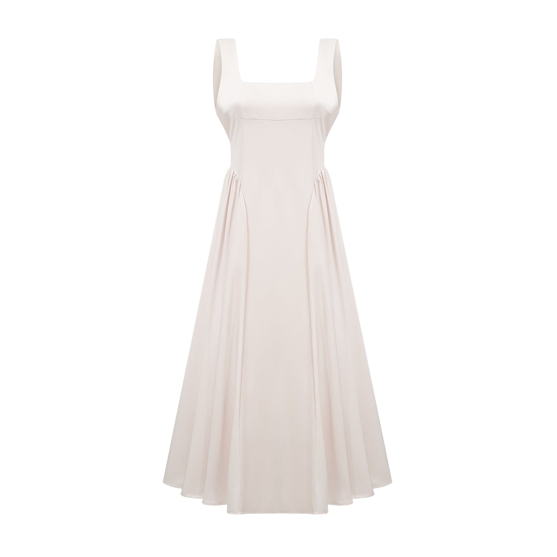 Levoire | Robe Midi Plissée À Col Rectangulaire Blanc