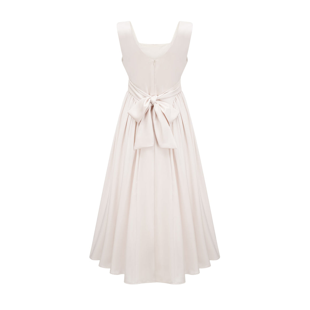 Levoire | Robe Midi Plissée À Col Rectangulaire