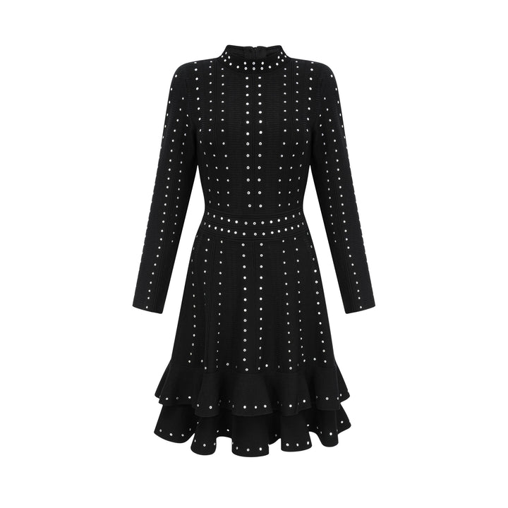 Levoire | Noir Ensemble De Volants Ornés Robe Mini Tricot