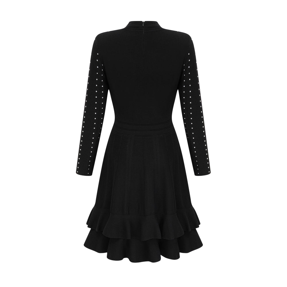 Levoire | Noir Ensemble De Volants Ornés Robe Mini Tricot