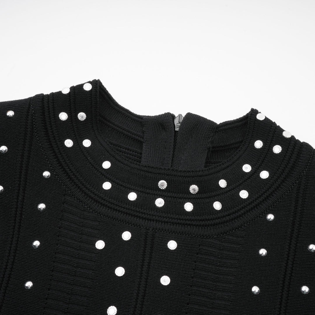 Levoire | Noir Ensemble De Volants Ornés Robe Mini Tricot