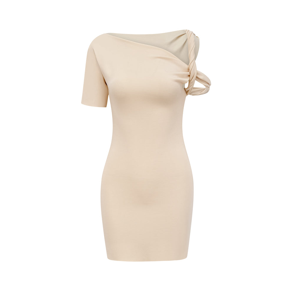 Levoire | Neutrals Twist-Shoulder Mini Robe