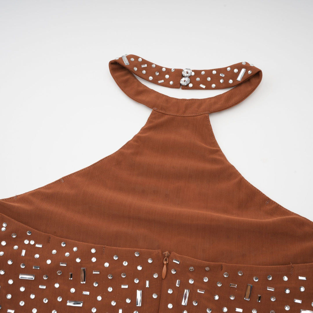Levoire | Robe Maxi Bodycon À Dos Nu Ornée De Brun