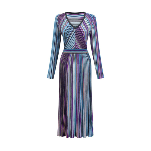 Levoire | Robe Midi Plissée Métallique Bleue