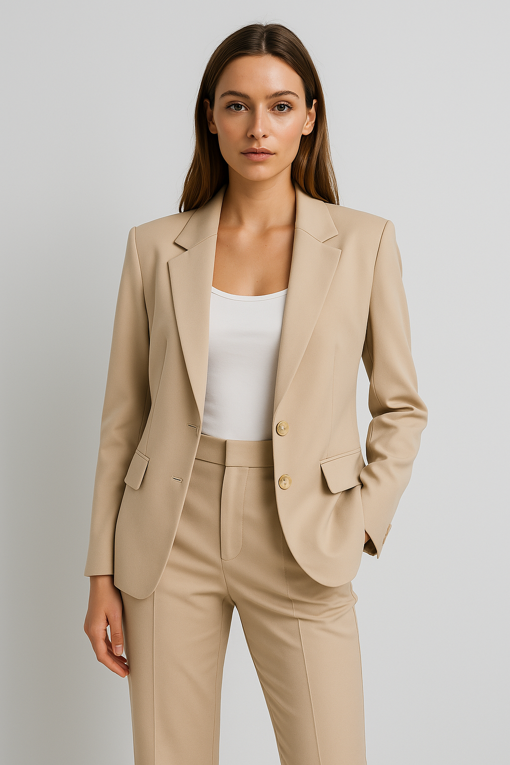 Levoire | Ensemble À Deux Pièces Costume Élégant Et Confortable Avec Une Coupe Ample Beige