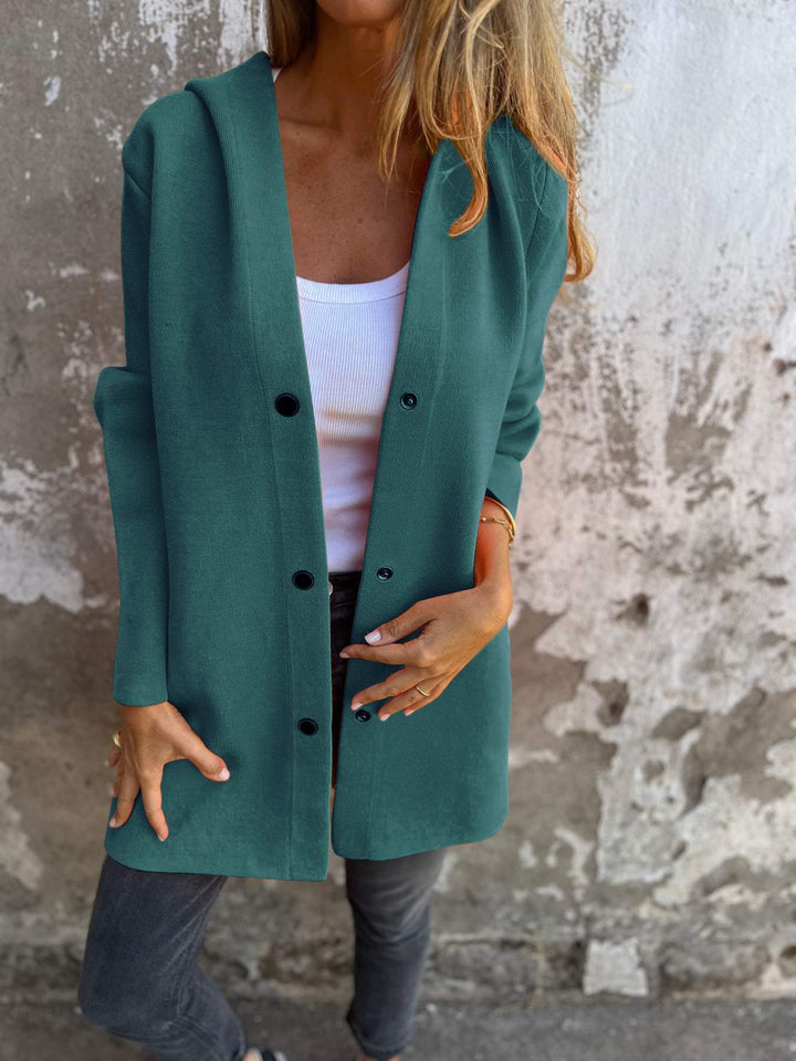 Levoire | Blazer Décontracté Pour Femme Avec Capuche Et Boutonnage Simple Vert
