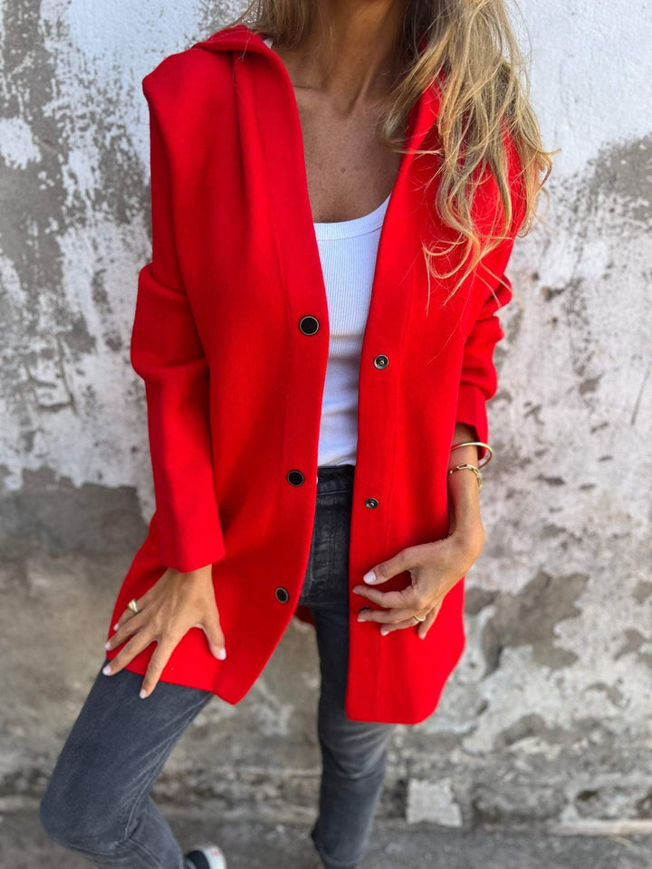Levoire | Blazer Décontracté Pour Femme Avec Capuche Et Boutonnage Simple Rot