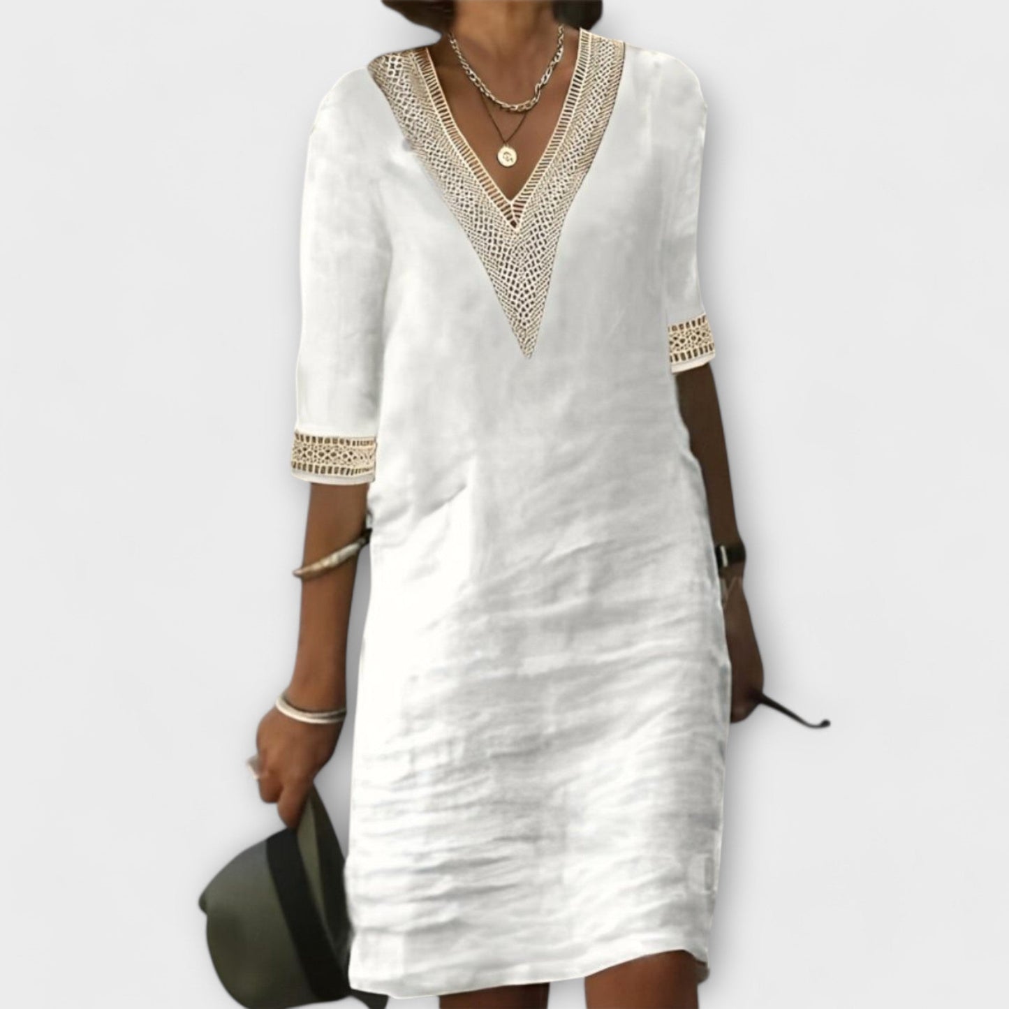 Levoire | Robe Mini Rétro À Décolleté En V Pour Femme Blanc
