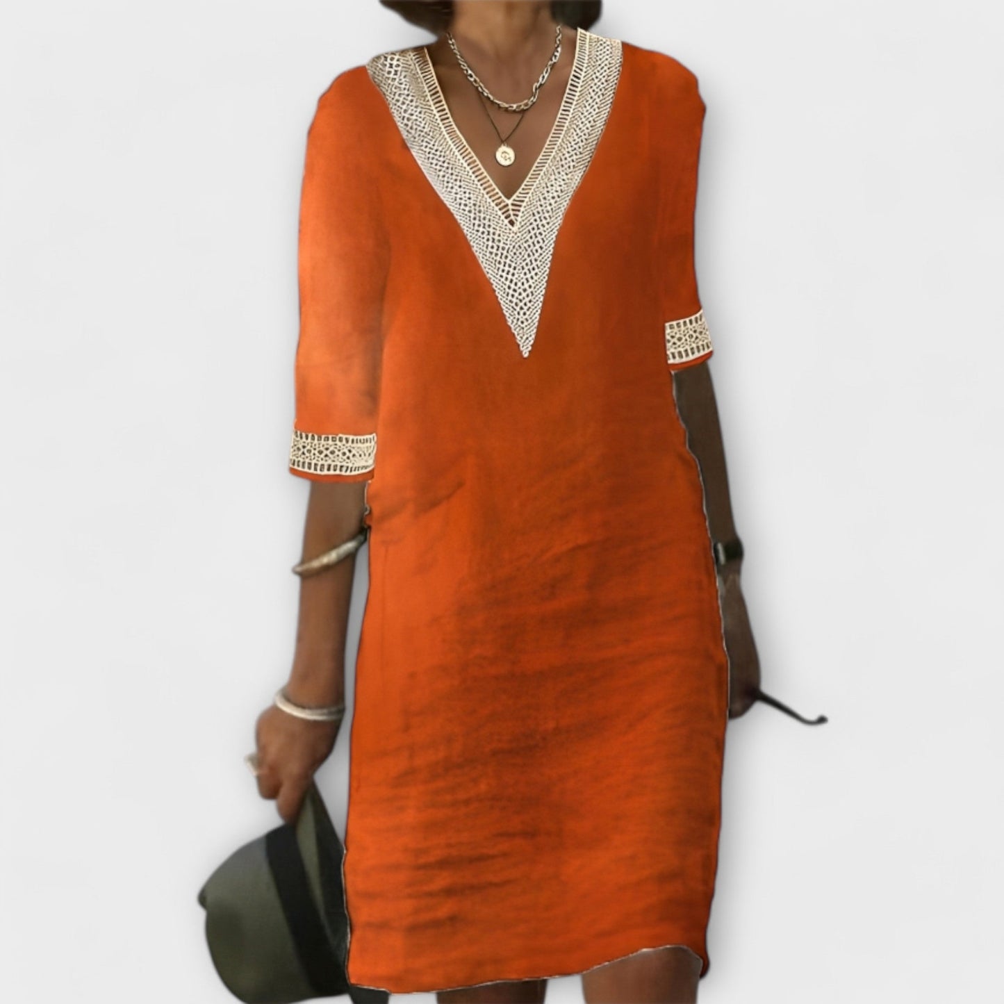 Levoire | Robe Mini Rétro À Décolleté En V Pour Femme Orange