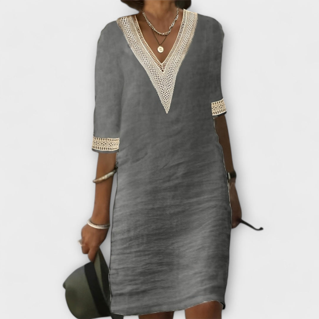 Levoire | Robe Mini Rétro À Décolleté En V Pour Femme Gris