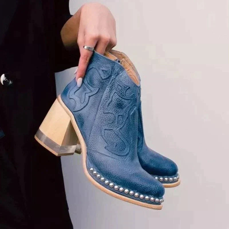 Levoire | Rennot, Qui A Une Grande Broderie, Semelle Et Fermeture Éclair Latérale Bleu