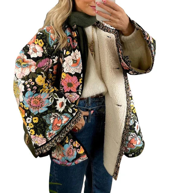 Levoire | Veste D'Été Légère Avec Motif Floral Noir