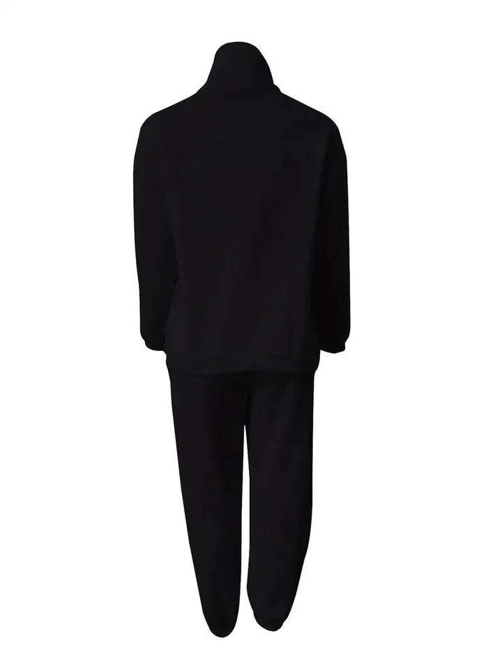 Levoire | Ensemble Jogger Demi Zip Taille Élastique Ensemble De Sudation Tenues De Sport Femme Noir
