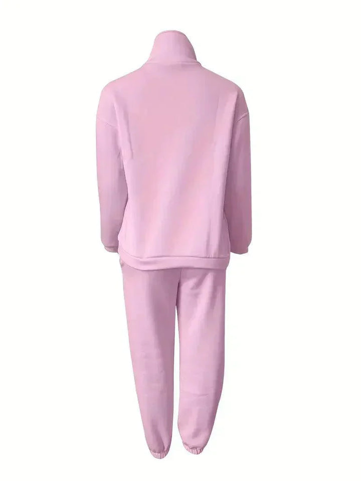 Levoire | Ensemble Jogger Demi Zip Taille Élastique Ensemble De Sudation Tenues De Sport Femme Rosa