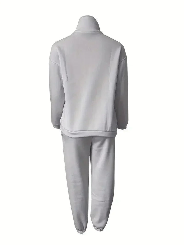 Levoire | Ensemble Jogger Demi Zip Taille Élastique Ensemble De Sudation Tenues De Sport Femme Gris