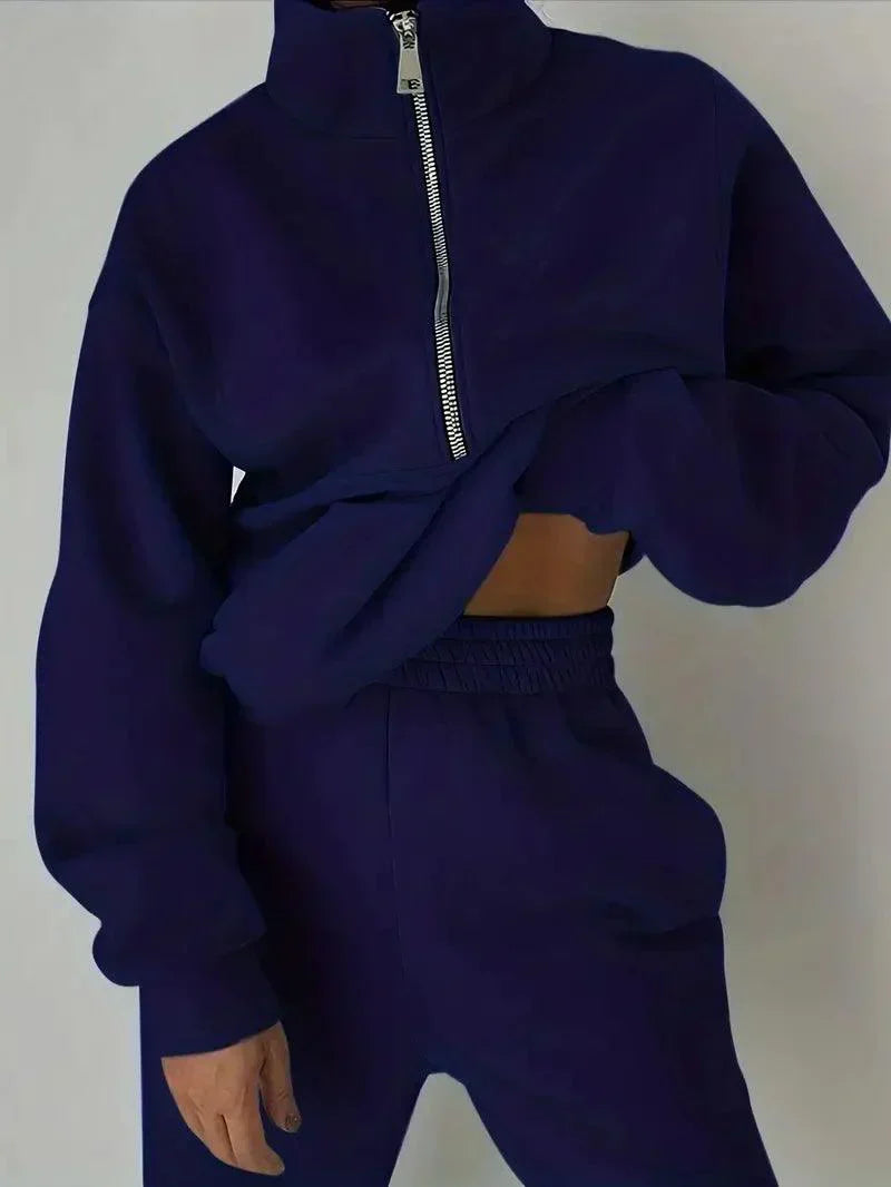 Levoire | Ensemble Jogger Demi Zip Taille Élastique Ensemble De Sudation Tenues De Sport Femme