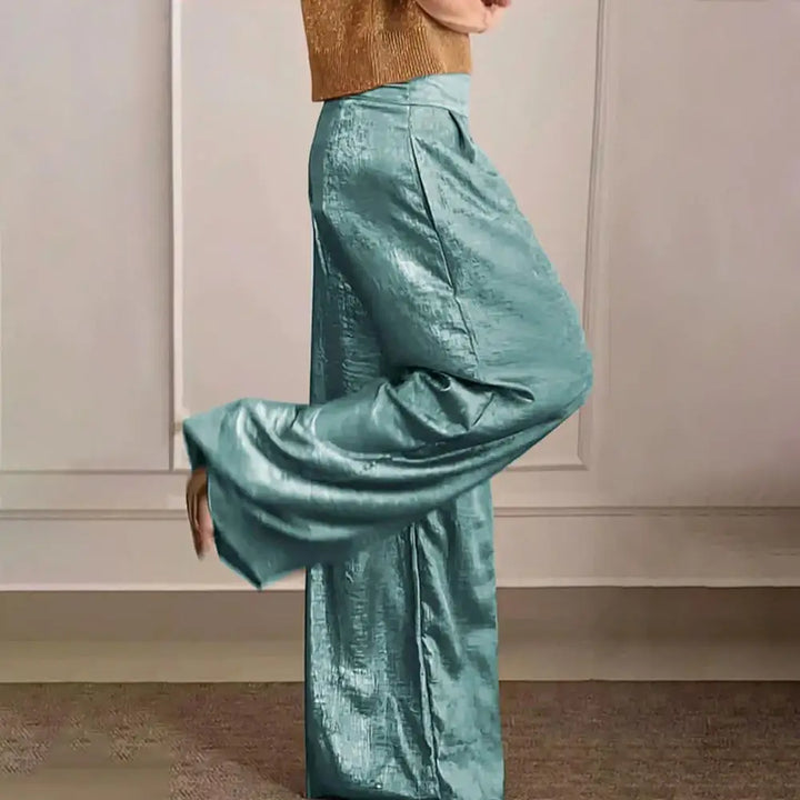Levoire | Pantalon Long Avec Taille Haute Élastique Bleu Clair