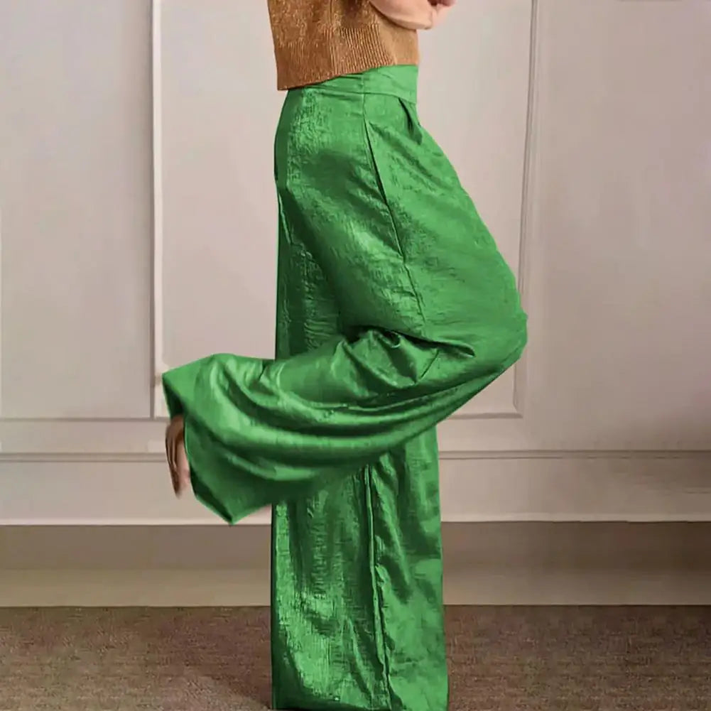 Levoire | Pantalon Long Avec Taille Haute Élastique Vert