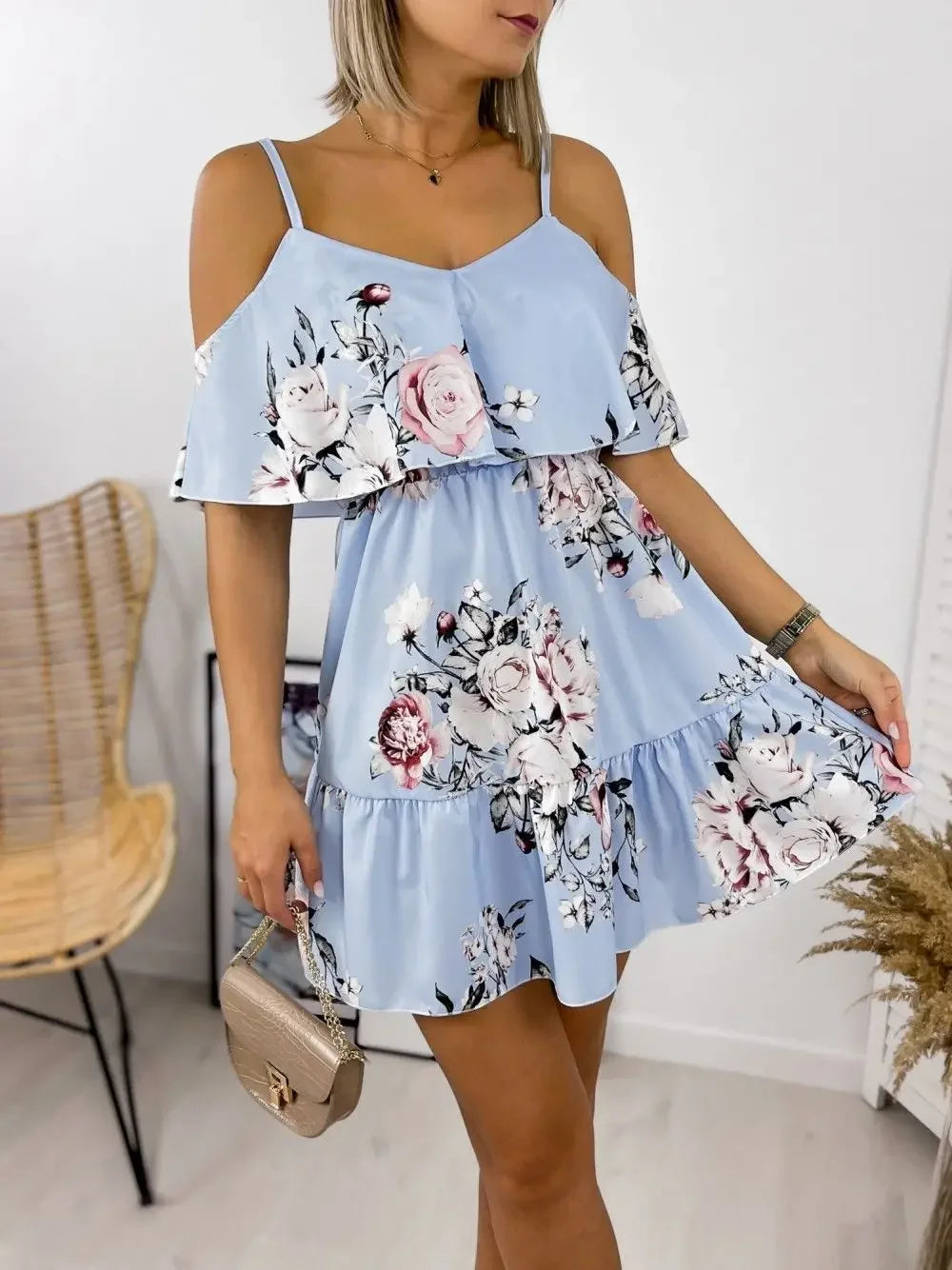 Levoire | Robe Longue À Col En V Bleu clair