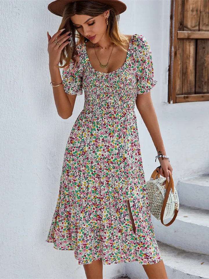 Levoire | Robe Avec Joli Motif Floral Abricot