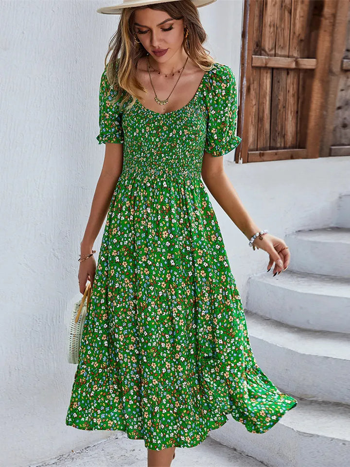 Levoire | Robe Avec Joli Motif Floral Vert