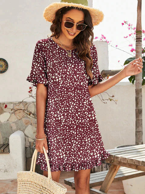 Levoire | Robe De Loisirs Imprimée Longueur Mini Rouge vin