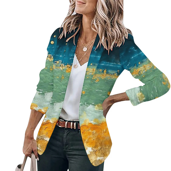 Levoire | Blazer Pour Femmes Avec Manches Longues Et Dégradé Vert-Jaune