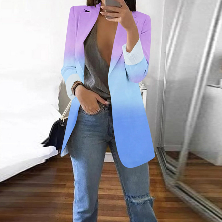 Levoire | Blazer Pour Femmes Avec Manches Longues Et Dégradé Lila-bleu
