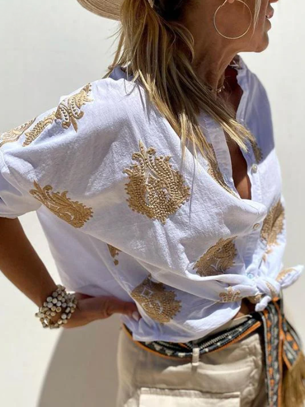 Levoire | Chemisier Ample À Manches Longues Pour Femmes En Lin Blanc