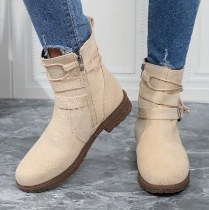 Levoire | Fermeture À Glissière Bottes En Daim Confortables Bottines Beige