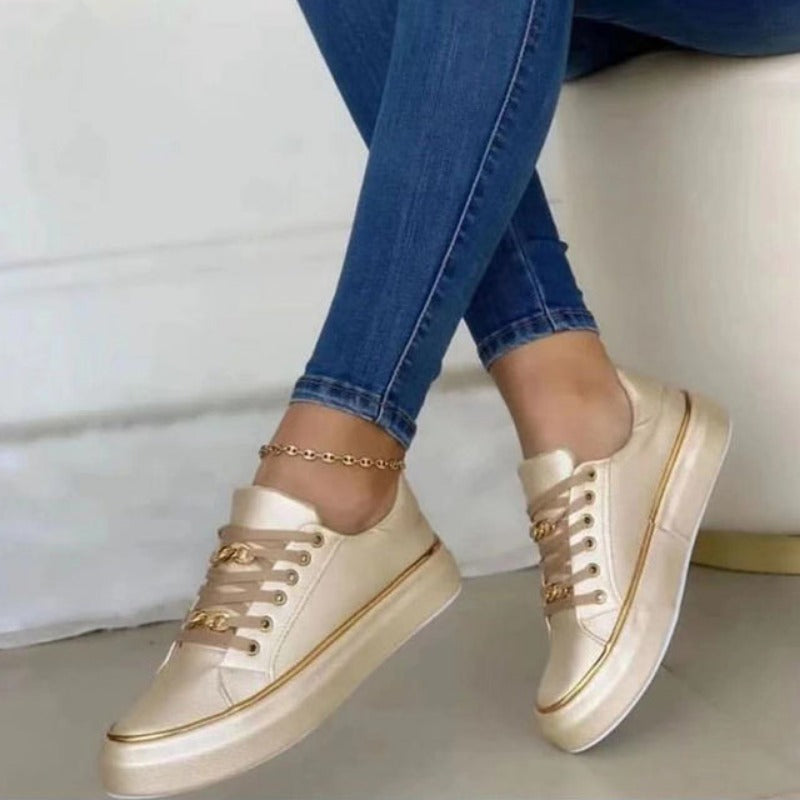 Levoire | Chaussures À Lacets Confortables Baskets Pour Un Usage Quotidien Chaussures Pour Femmes Or