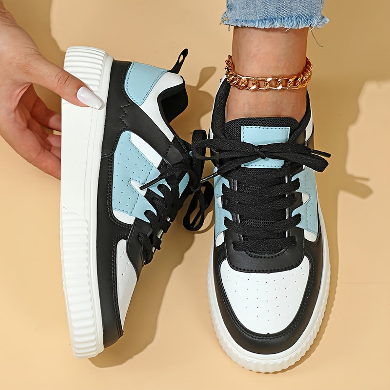 Levoire | Chaussures De Skate À Lacets En Bloc De Couleur Sneakers De Loisirs Noir Bleu