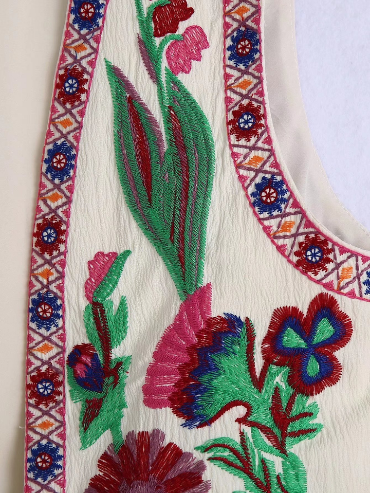 Levoire | Blumen Cropped Ouvert Devant Sans Manches Gilet