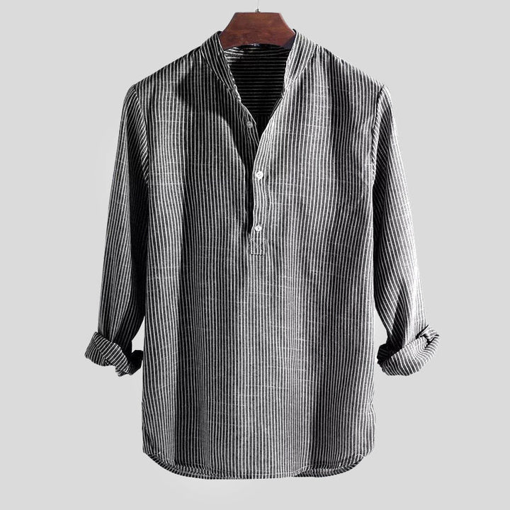 Levoire | Chemise À Manches Longues Rayée Pour Homme Noir