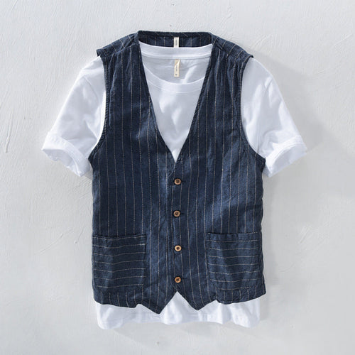 Levoire | Homme Gilet Look Lin Rayé
