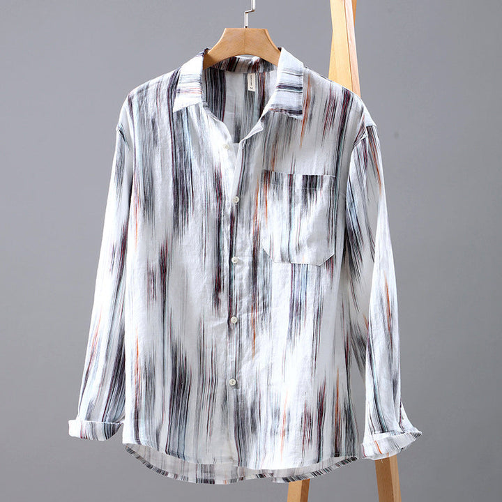 Levoire | Chemise En Lin Pour Hommes Avec Imprimé Abstrait