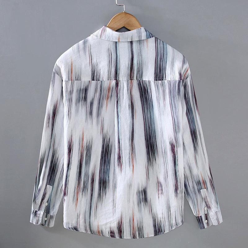 Levoire | Chemise En Lin Pour Hommes Avec Imprimé Abstrait