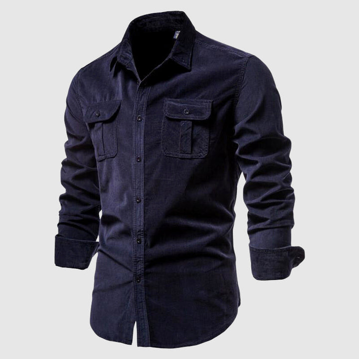 Levoire | Chemise De Manches Longues Décontractée Pour Hommes Bleu