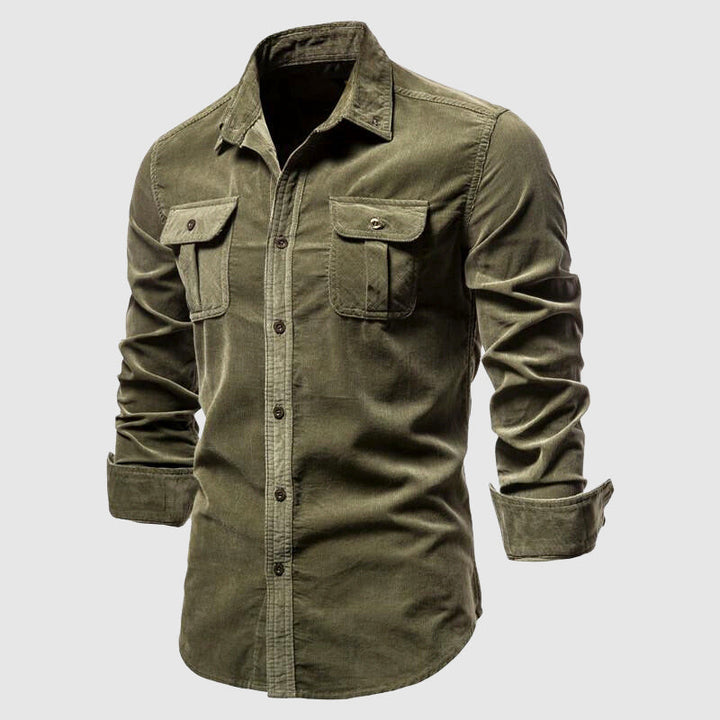 Levoire | Chemise De Manches Longues Décontractée Pour Hommes Vert