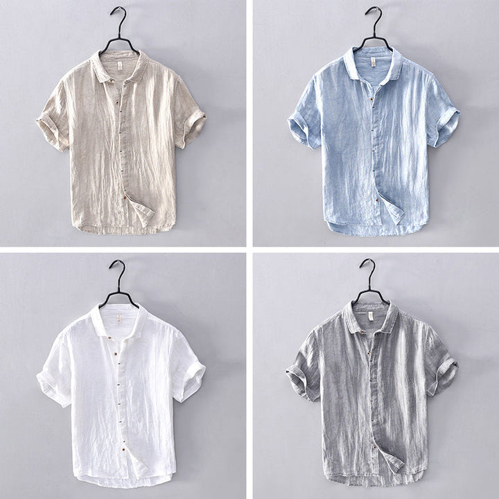 Levoire | Chemise À Manches Courtes Pour Hommes Avec Col Montant