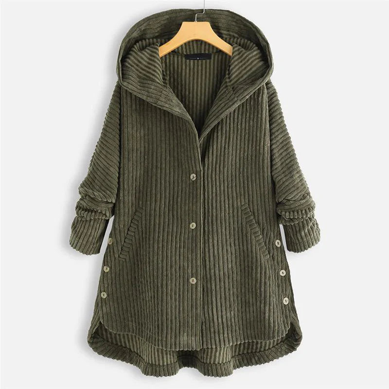 Levoire | Manteau À Côtes Avec Capuche Vert