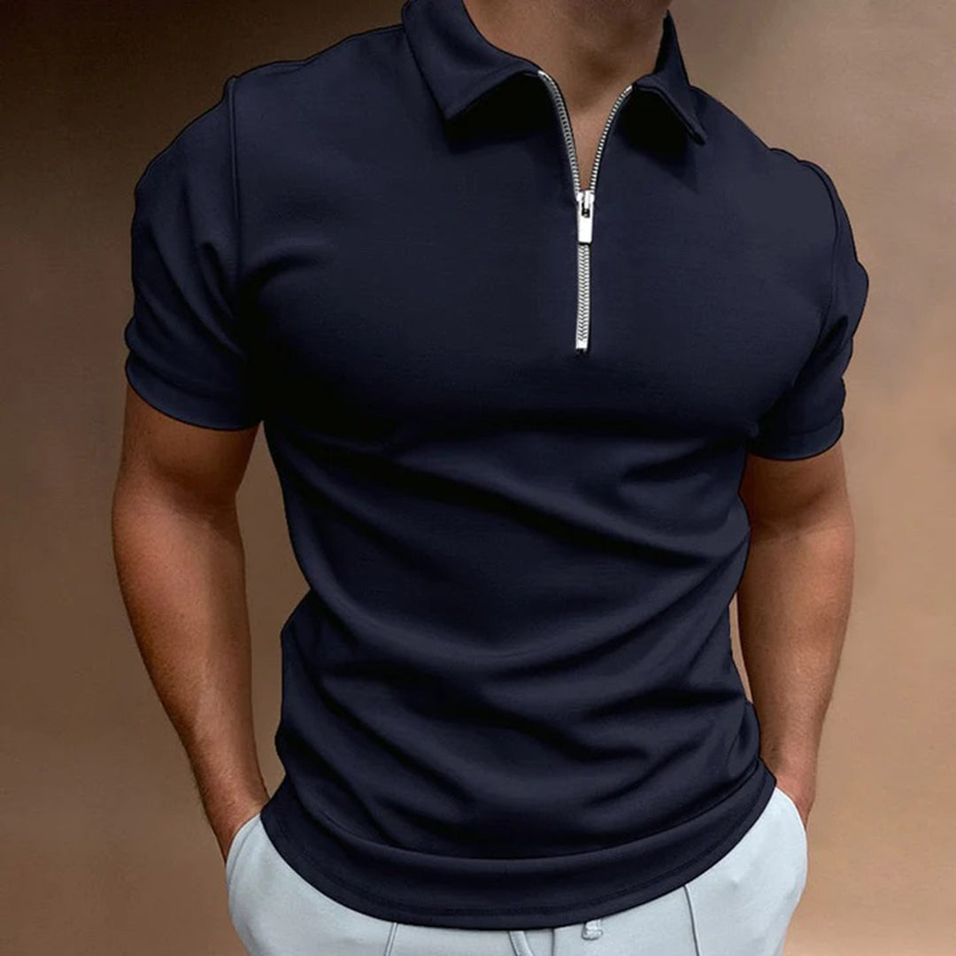 Levoire | Polo Shirt À Fermeture Éclair Pour Hommes bleu foncé