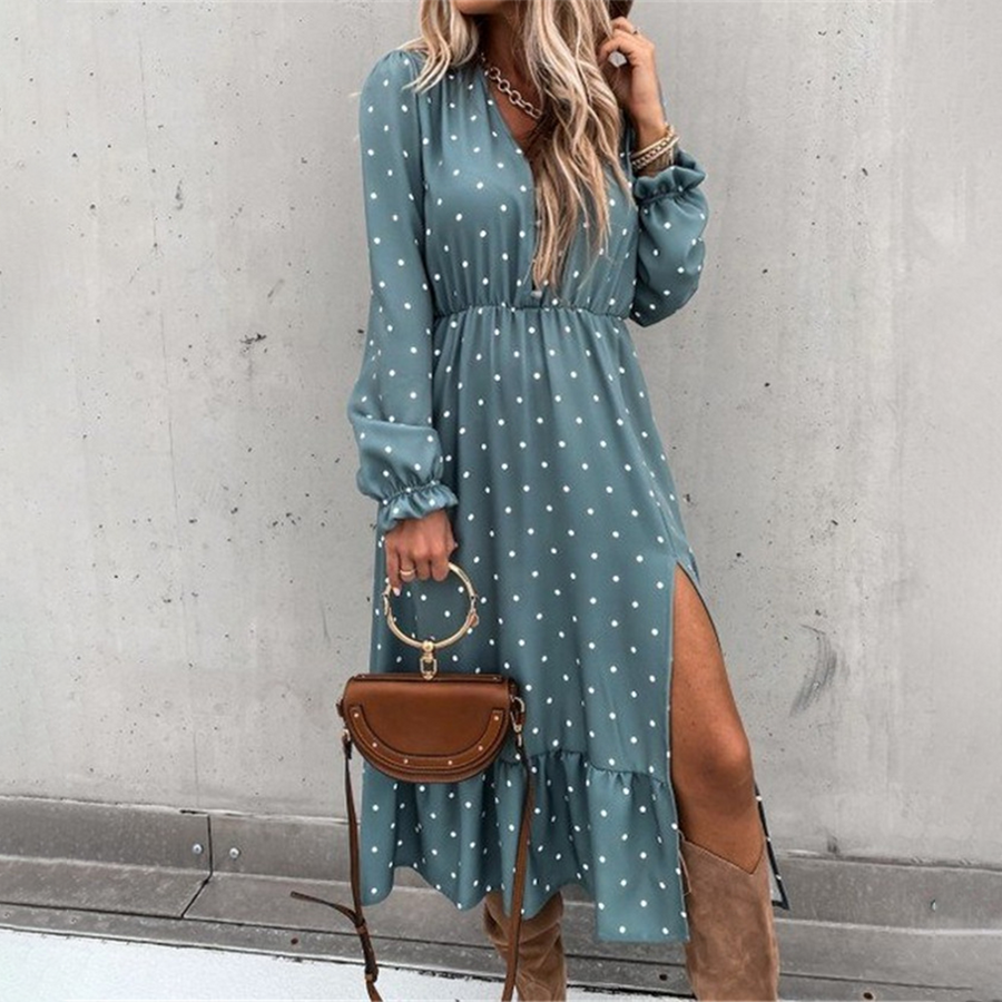 Levoire | Robe Midi Fleurie Avec Fente Latérale Pour Femmes Bleu foncé