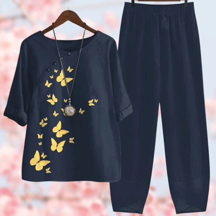 Levoire | Collection de vin à motif floral ensemble deux pièces Bleu marine